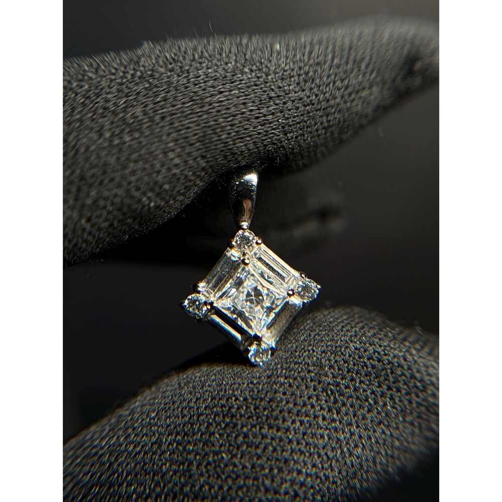 Sterling Silver 925 Geometric Princess Cut CZ Pendant